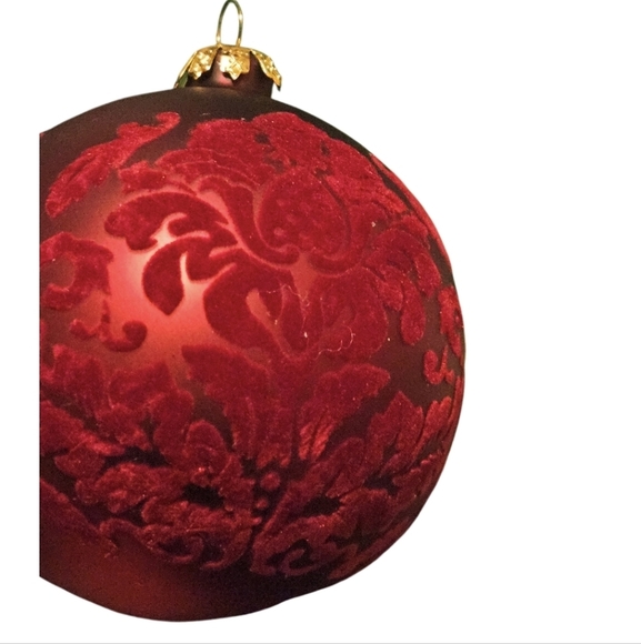 Hand Crafted Christmas Ornaments 4pc Set Red velvet upcycled ribbon Mod Podge - Picture 9 of 17